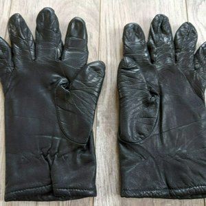 Women's Fownes Black Leather Gloves Size 7